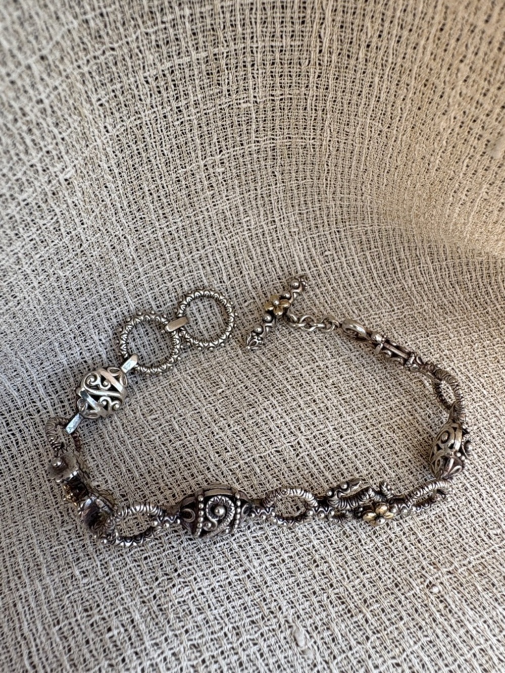 Barbara Bixby Sterling Silver and Gold Toggle Bracelet